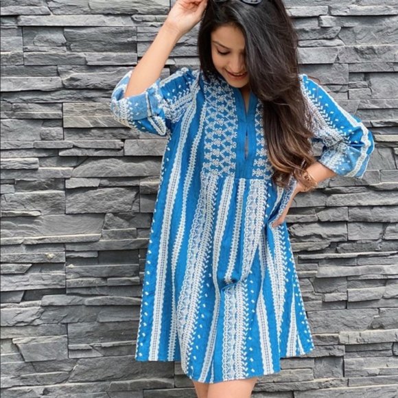 ZARA EMBROIDERED MINI DRESS BLUE - 4786/057 - Picture 6 of 6
